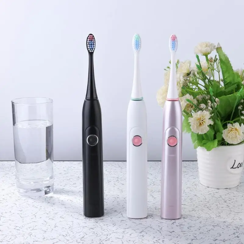 

New Hot Electric Toothbrush Battery Operated with 2 Brush Heads Smart Sonic Health Waterproof Ultrasonic Whitening Brush
