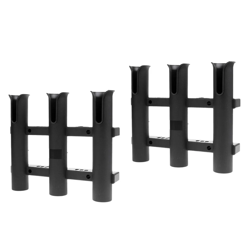 2 Pieces Black Plastic Boat Fishing 3 Link Rod Holder Vertical Tube Mount Pole Rest Socket Rack Pliers Lure Storage Organiser