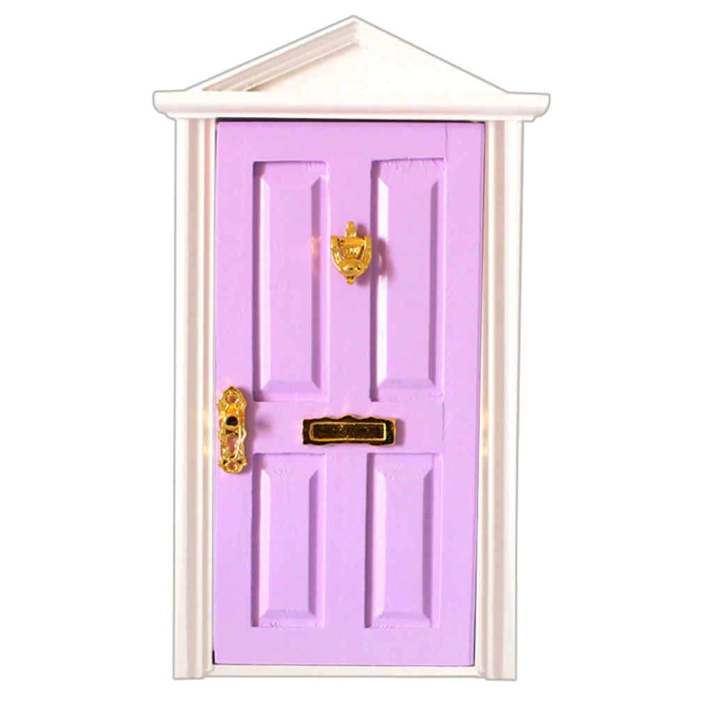 1/12 Puppenhausmöbel Miniatur Holz Steepletop Tür mit Hardwares Set