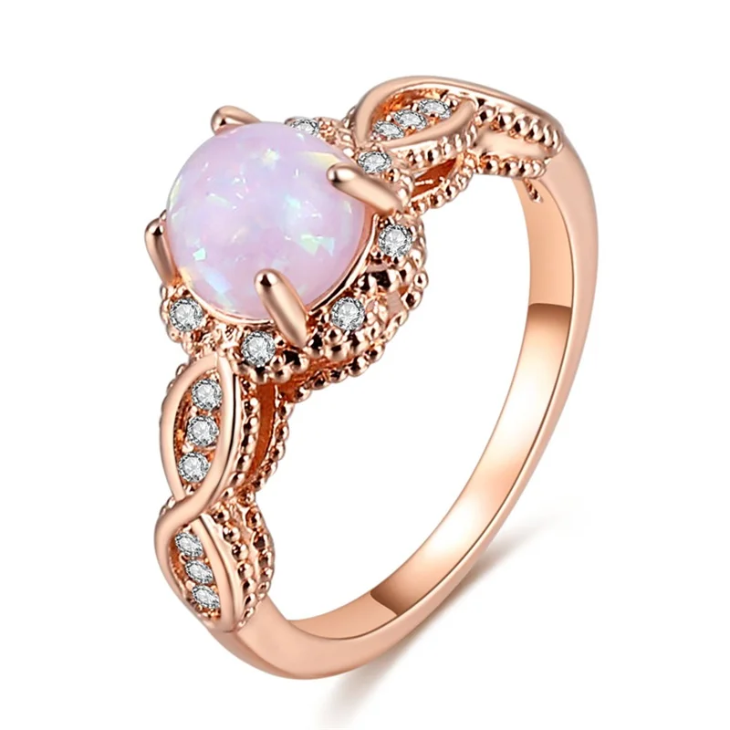 FNIO, модное кольцо с кристаллами и цирконием, обручальное кольцо, набор для женщин, геометрические вечерние кольца, женское ювелирное изделие - Цвет основного камня: Rose gold