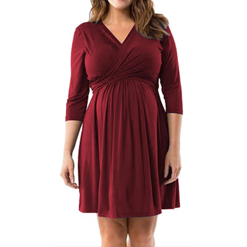 

Maternity Clothes Pregnancy Evening Dress Formal Party Dresses Elegant V-neck High Waist Wedding Dress