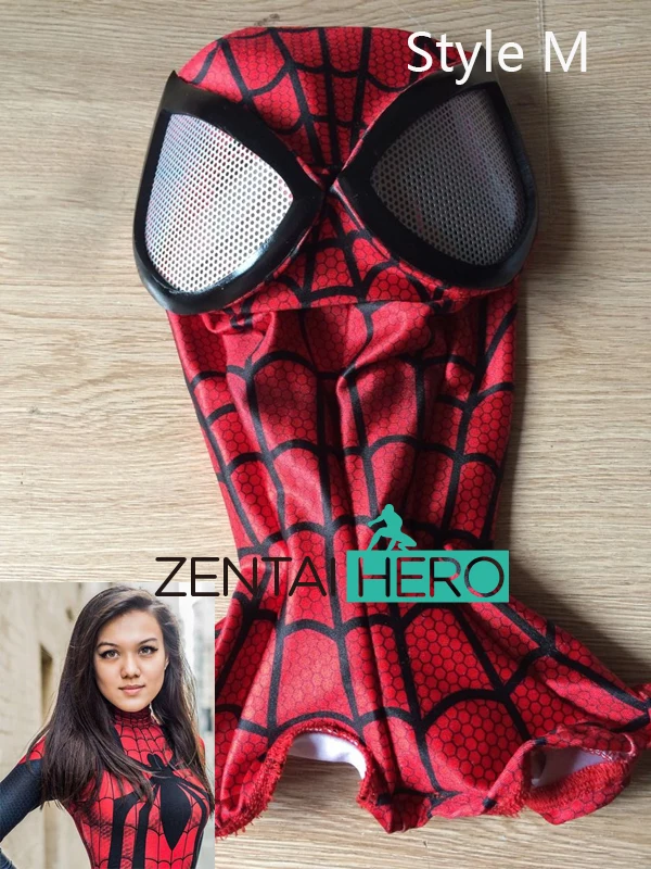 ZentaiHero новая 3D печать Человек-паук Маска Хэллоуин лайкра спандекс супергерой zentai красный человек-паук капюшон с контактные линзы для глаз MK-11