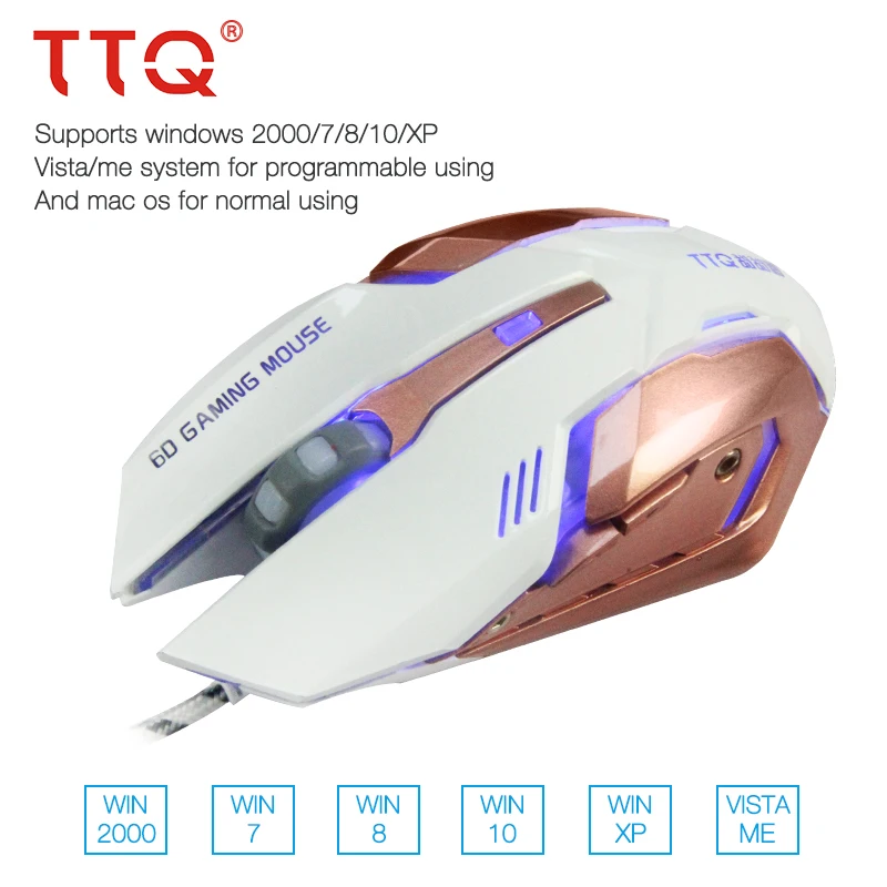 

TTQ Mouse MAX 3200 DPI 4 Level Adjust Computer Mouse Laser Gamer Mouse Breathing Lamp USB Wired Mouse Computer
