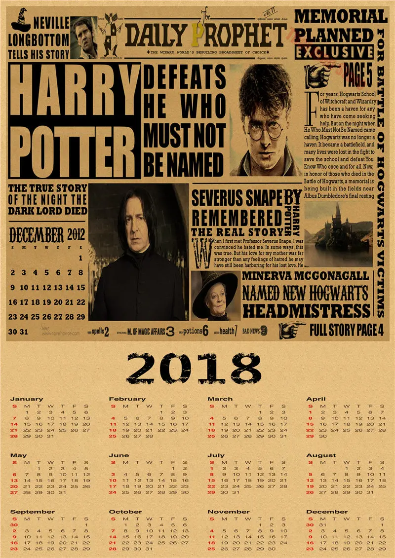 aliexpresscom buy hot sale harry potter 2018 calendar poster vintage antique posters wall sticker home decora from reliable stickers home suppliers on