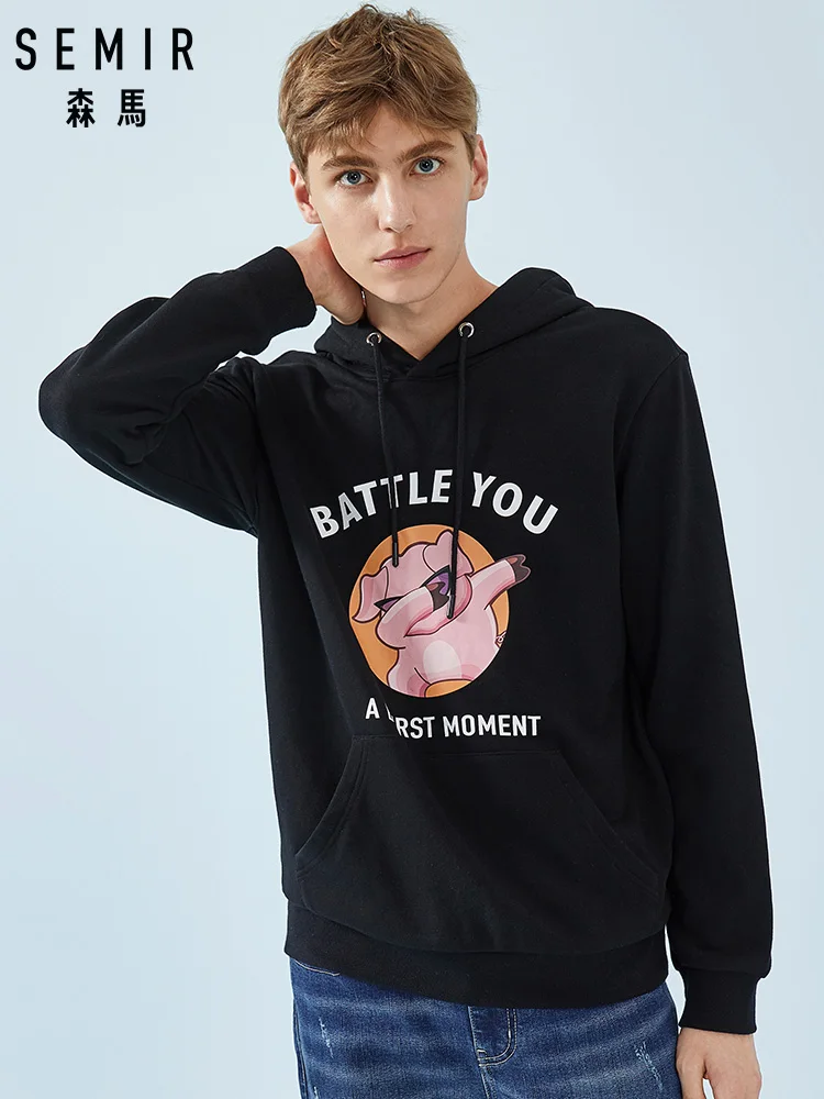 SEMIR Men's Pig Print Hooded Sweatshirt Mens Pullover