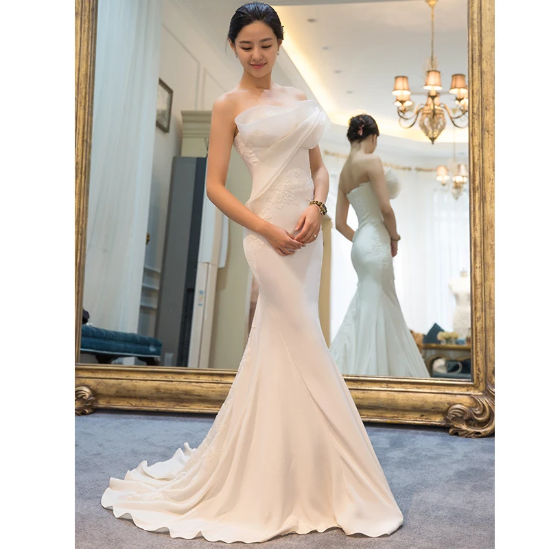 Zien Oranje Custom Made Luxe Handgemaakte Voile Mermaid Sexy Witte Spaghetti Strap Jurken Empire Lange Party Dress 2018 Zien Oranje Custom Made Luxe Handgemaakte Voile Mermaid Sexy Witte Spaghetti Strap Jurken Empire Lange Party Dress 2018