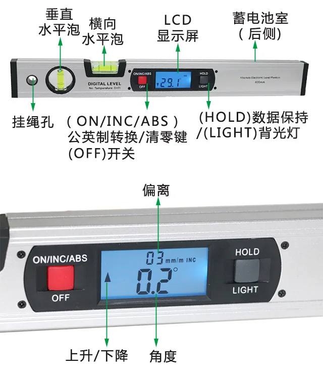 Высокое качество точность мм 400 мм угол цифровой датчик уровня градиометр электронный градиент измерения ЖК дисплей