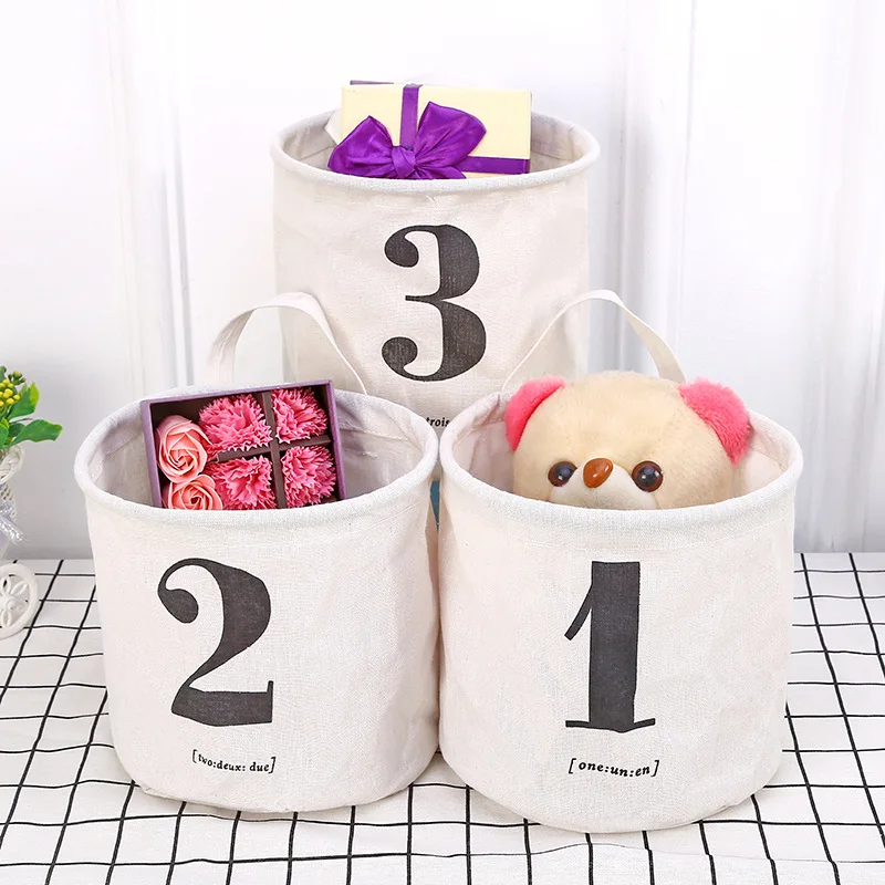 

Wholesale Folding Linen Cotton Desktop Storage Basket with Handle Toy Storage Box DIY Office Table Storage Organizer