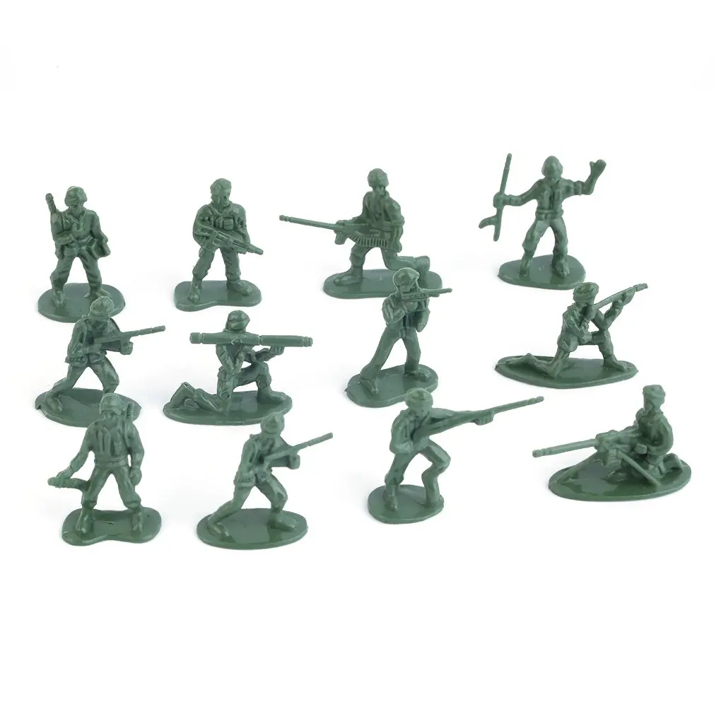 OCDAY 100pcsPack Military Plastic Toy Soldiers Army Men Figures 12 Poses Gift Action Figure Toys For Children New Sale