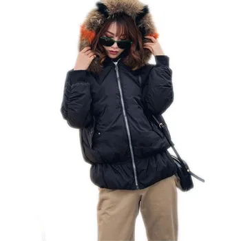 

New High Quality Winter Jacket Women Hooded Colorful Fur Collar Thicken Female Parkas Plus Size 3XL Down Cotton Jacket2018CQ2118