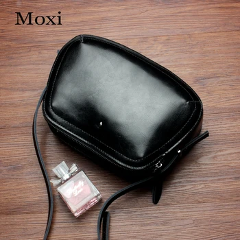 

New New Cow Leather Women Messenger Bag Bucket Style Bag Oil Wax Leather Crossbody Bag For Ladies Brand Trendy Shoulder Bag
