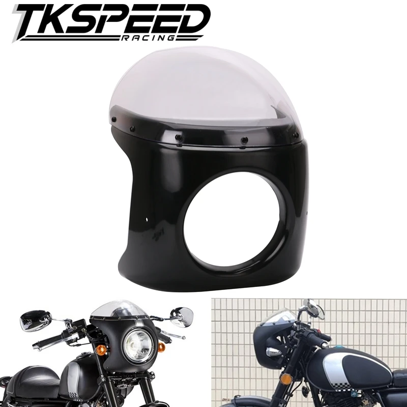 Мотоцикл ретро кафе гонщик стиль фары обтекатель руля с экраном Универсальный