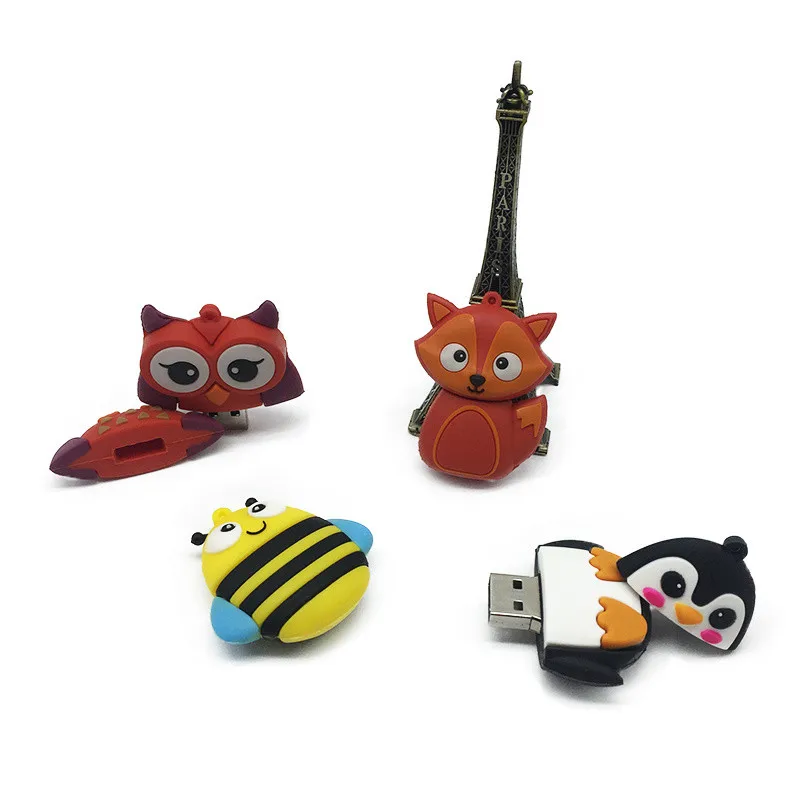 Новинка, usb флеш-накопитель, мультяшный флеш-накопитель, креативный, милый, лиса/сова/пчела, флешка, 4 ГБ, 8 ГБ, 16 ГБ, 32 ГБ, животные, пингвин, usb карта памяти, подарок