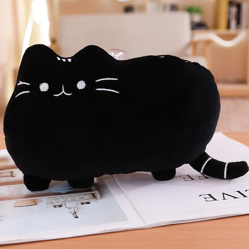 25cm Push een Plush Cat Toys Stuffed Animal& Plush Toys Soft Cat Pillow Pus heen Stuffed Cat Doll for Kids Girl Gift Cheap Toys - Цвет: black