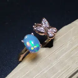 [MeiBaPJ натуральный опал драгоценный камень бабочка кольцо для женщин Настоящее 925 пробы серебряный шарм fвечерние ine Party Jewelry