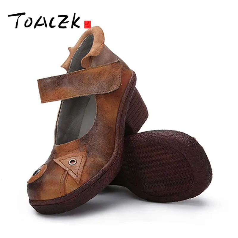 

new retro round head high heels,increased,shockabsorption,breathable,wear-resistant,leather western style wedges women's shoes