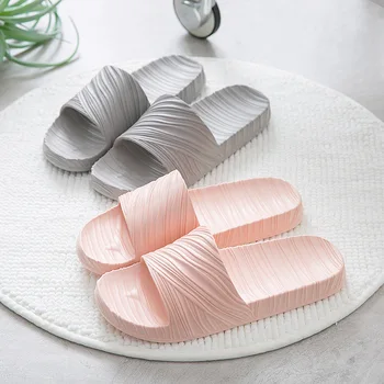 

House Slippers Men EVA Message Anti-slip Bath Shoes Couple Slippers Unisex Summer Stripe Sandals Men Soft Zapatos De Hombre