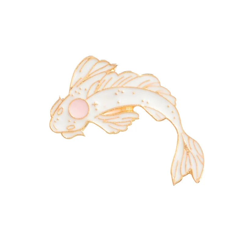 Изысканный розовый/белый/черный Koi брошь Милая Золотая рыбка Эмаль Булавка джинсовая нагрудная эмблема рыбка подарок ювелирные изделия - Цвет: XZ793