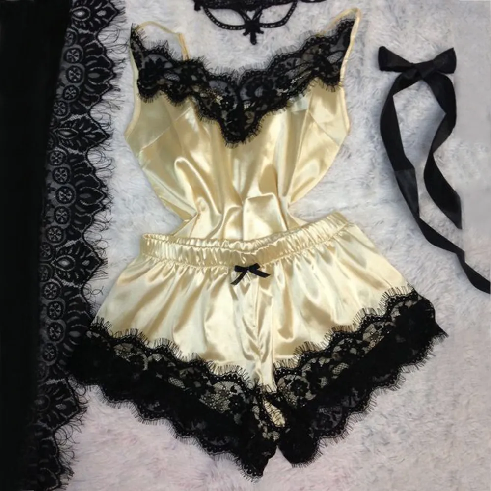 Sexy Lingerie Porno Babydoll Erotic Sleepwear Women Underwear Bow Lace Hot Sex Dress Fashion Temptation Satin Nightdress Suit#15