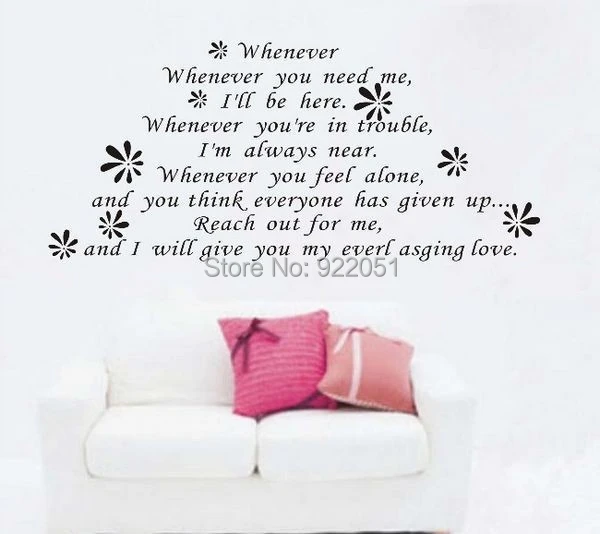 0838 Free Shipping Whenever You Need Me Adhesive Wall Sticker Love Letters Quotes Bedroom Poems Love Wall Sticker Stickers Princessstickers Creative Aliexpress