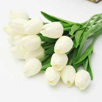 

Wedding Decoration Lily-white 31Pcs/Lot Mini Tulips Artificial Flowers PU Fake Flowers Real touch flowers for Home Party Decor