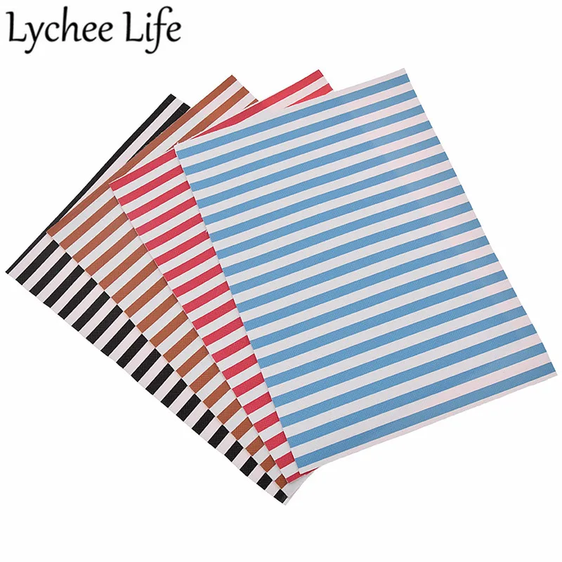 Lychee Life в полоску с принтом искусственная кожа ткань PU A4 21X15 см Ткань DIY Современная домашняя одежда текстиль швейная ткань аксессуары