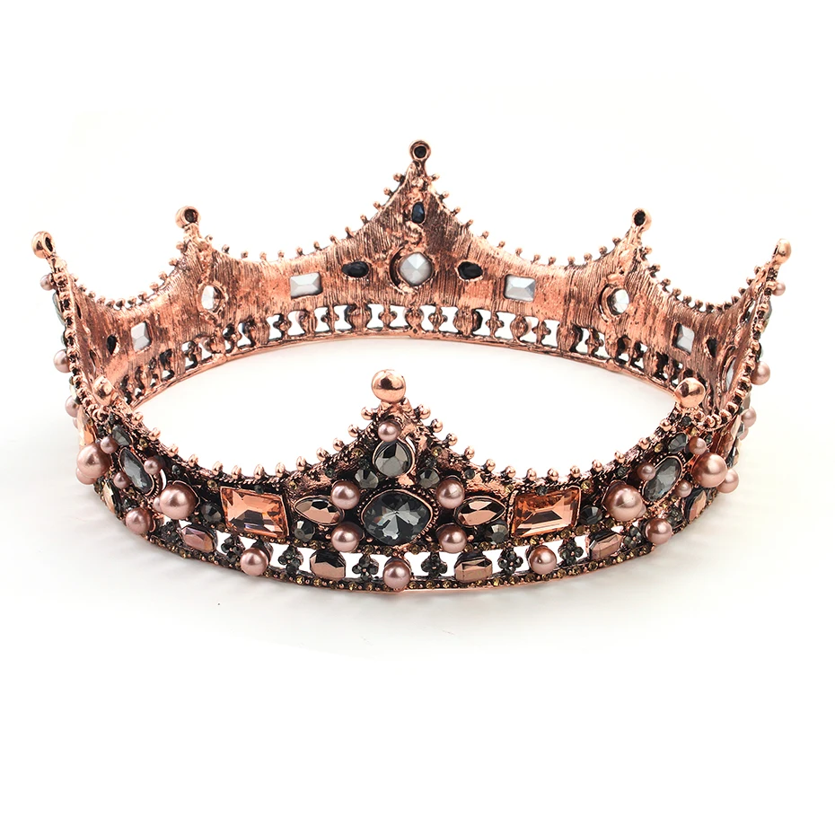 

Luxury Vintage Baroque Black Wedding Crowns Alloy Bridal Tiara Queen King Rhinestone Crown and tiara Hair Accessories