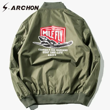 

S.ARCHON US MA1 Air Force Airborne Bomber Jackets Men Print Windbreaker Military Army Pilot Jacket Coat Tactical Flight Jackets
