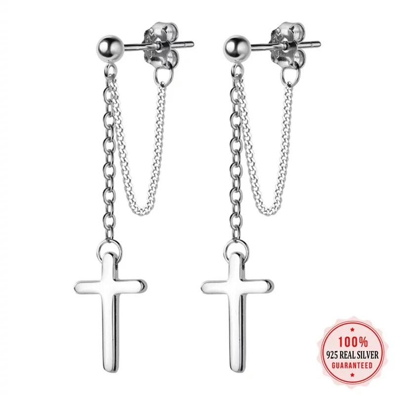 100% 925 Solid Real Sterling Silver Jewelry Chain Cross ...