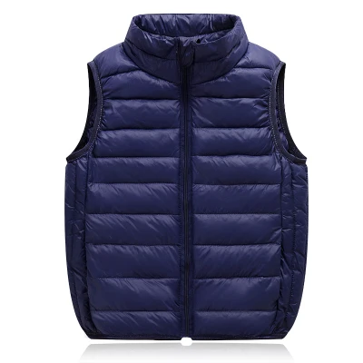 Детская куртка для девочек и мальчиков, весенне-осенний светильник, верхняя одежда, парки зимняя куртка для мальчиков-подростков, детское пуховое хлопковое пальто для детей возрастом от 2 до 15 лет - Цвет: navy blue vest