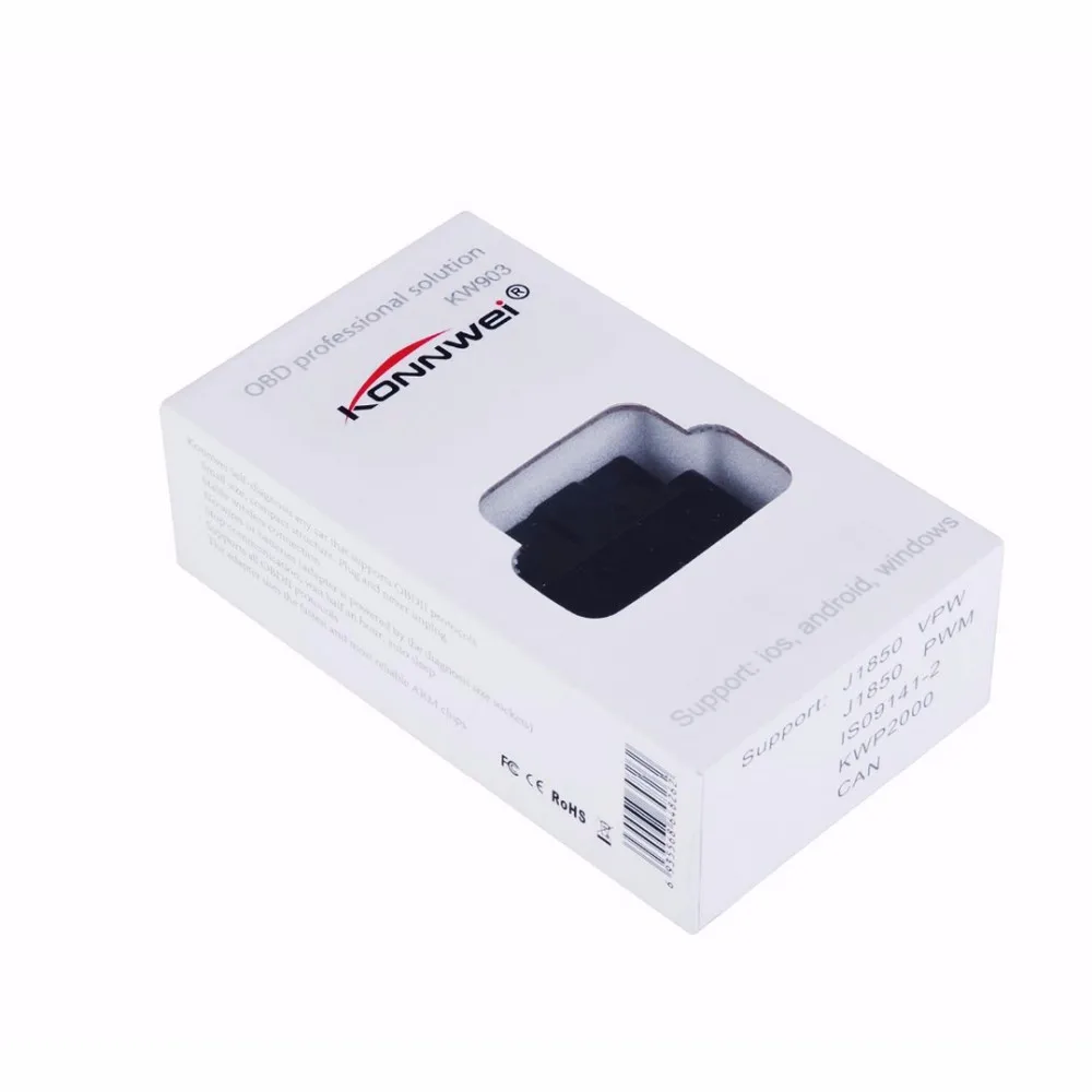 cheap car inspection equipment KONNWEI KW903 V1.5 ELM327 Bluetooth PIC18F25K80 Chip Auto Fault Detector OBDII Scanner ELM 327 OBD tool for Android PK icar 2 auto battery charger