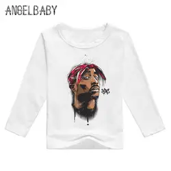 Одежда в стиле хип-хоп с принтом «Тупак 2pac» для маленьких мальчиков и девочек, детские топы с длинными рукавами, модная крутая футболка, LKP287