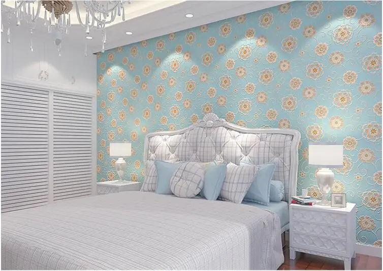 Waliicorners warm pastoral bedroom living room wall paper 3D embossed non woven flower wallpaper 15 QQ20180116002013