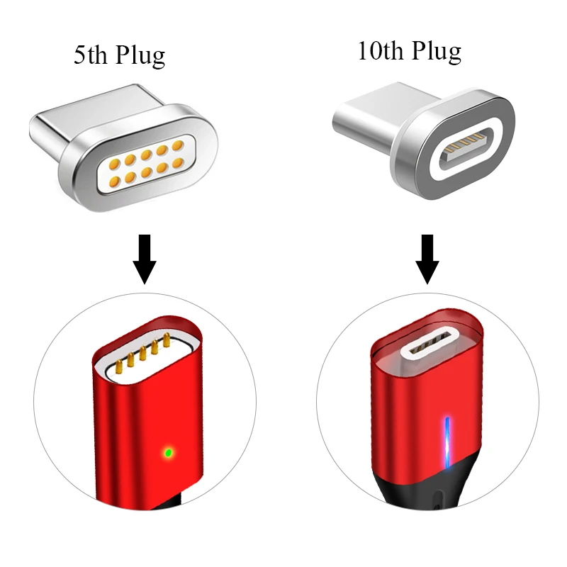 GREENPORT 10th Magnetic Charger Plug Micro USB Type C Fast Charging Mobile Phone For iPhone 6 7 8 Adapter For Xiaomi Redmi phone
