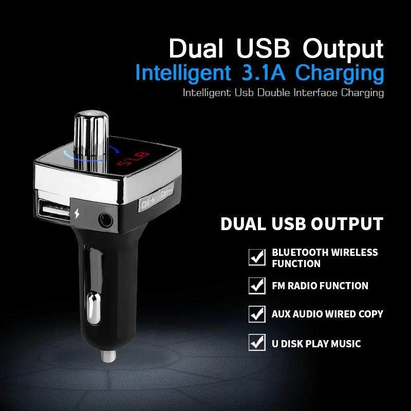 Online Mobil Bluetooth Handsfree MP3 Player Wireless FM Transmitter Music Player Car Kit Dukungan U Disk Ganda USB Charger untuk iPhone CDEN