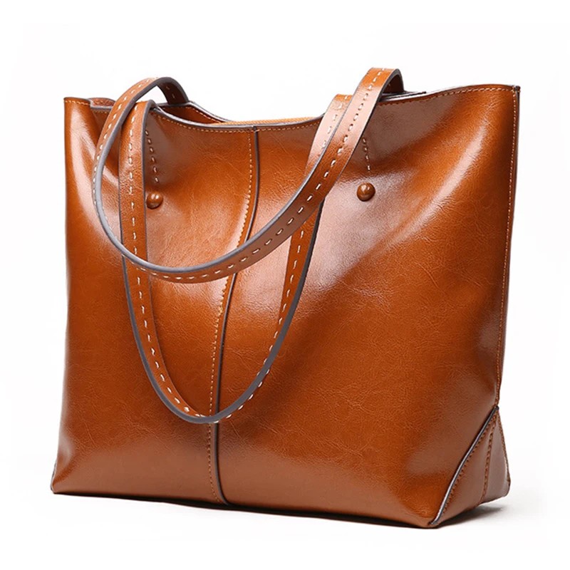 Luxury Genuine Leather Handbag Women bag Brand High-grade Oil Wax Cow Leather Shoulder bags Casual Tote Female Messenger bag Luxury Genuine Leather Handbag Women bag Brand High-grade Oil Wax Cow Leather Shoulder bags Casual Tote Female Messenger bag