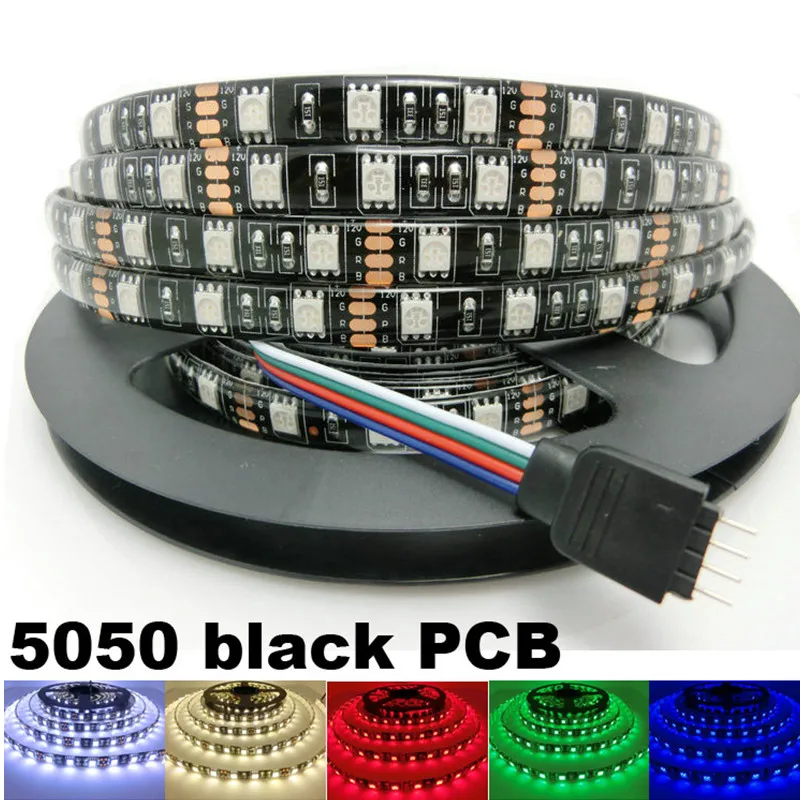 12 В постоянного тока Светодиодная лента 5050 SMD 60 светодиодов/м черная печатная
