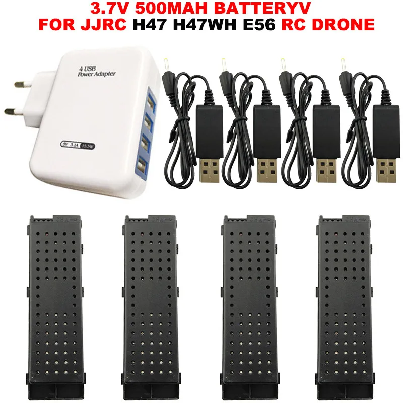 

Original JJRC H47 H47WH Battery 3.7V 500mAh Lipo Battery RC Quadcopter Spare Parts for E56 Helicopters Drone Durable Rechargable