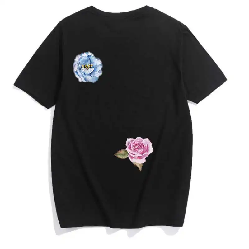 Набор ручной росписью цветком розой для патч приложений для глажки одежды гладить на нашивки наклейки для одежды в полоску toppe
