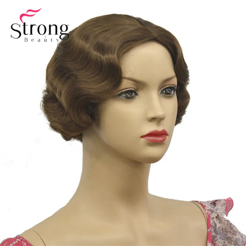 StrongBeauty 1920's Flappers Короткий Палец Волна светильник блонд полный синтетический парик