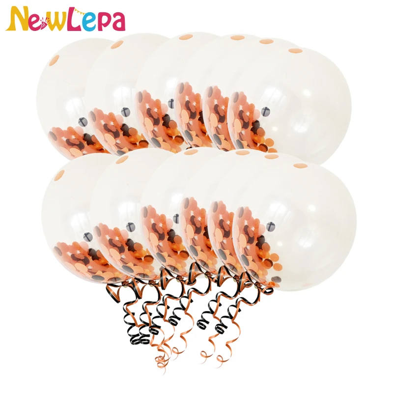 

Newlepa 12" Balloons Black and Orange Confetti Baloon Halloween Decoration Ballon Event Party Supplies