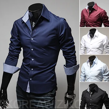 

New Solid Mens Shirt Casual Shirt Slim Fit Formal Shirt Social striped collar fashion Wedding shirts 9022 Plus Size 3XL