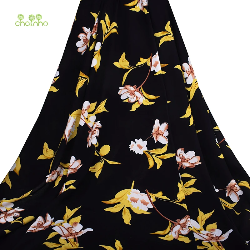 

Chainho,Summer Apparel Fabric/Flowers & Leaves Printed Pattern/Imitation Silk/Skirt/Dress/Shirt Material/Meter,100x140cm,PCC082
