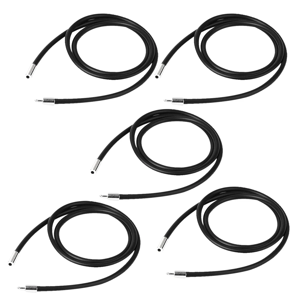 5pcs Women 20 Inch Black Rubber Stainless Steel Link Cord Necklace Chain Rubber Necklaces