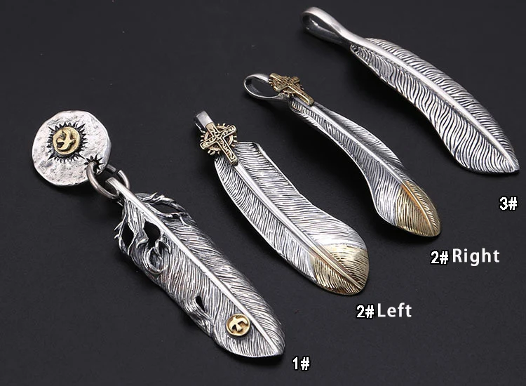 Пара кулон 925 пробы серебряные ювелирные изделия для мужчин и женщин перо крест Орел изготовление ожерелий с подвесками Колье femme P2