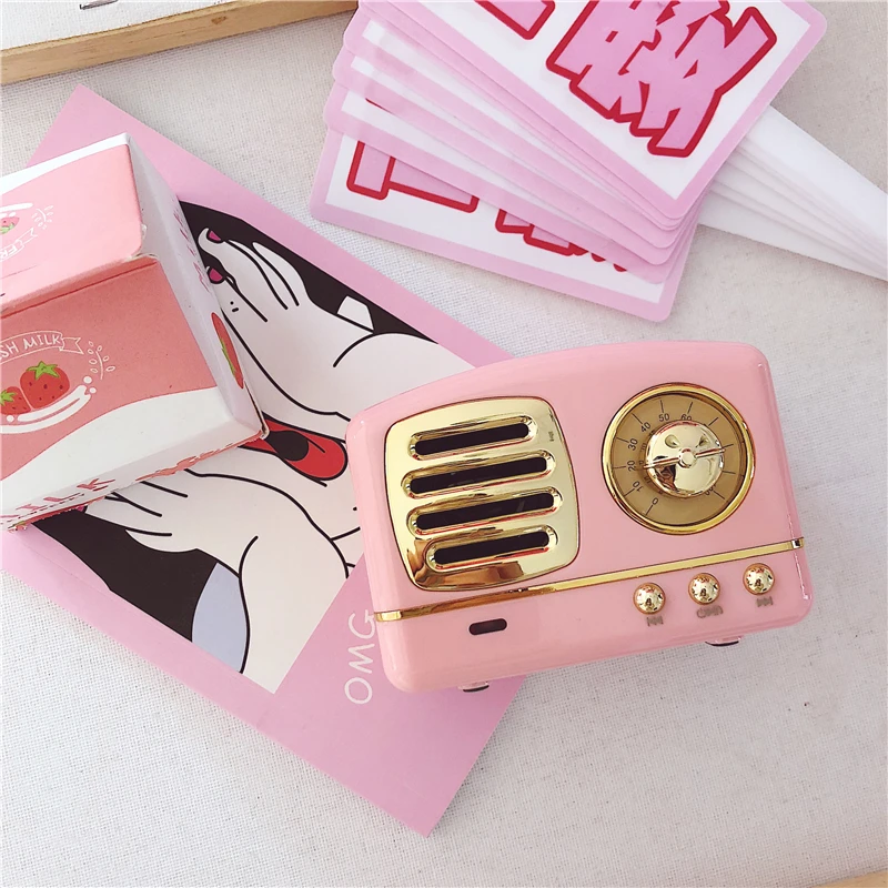 Корейский стиль Одри девушка розовый Bluetooth динамик мини ретро беспроводной музыкальный аудио плеер подарок на День святого Валентина для девочки