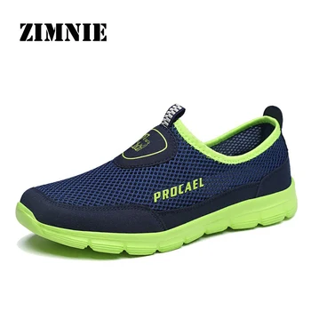 

ZIMNIE Men Shoes Summer Sneakers Breathable Fashion Mesh Casual Shoes Comfortable Mens Mesh Upper Slip-On Shoes Large Size 39~45