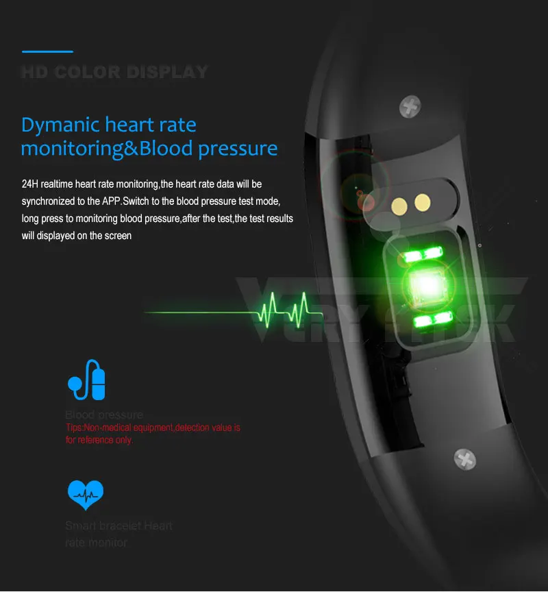 UPmax Smart Bracelet Color Screen Fitness Tracker Blood Pressure Heart Rate Monitor Wristband Smart band For Android IOS (4)