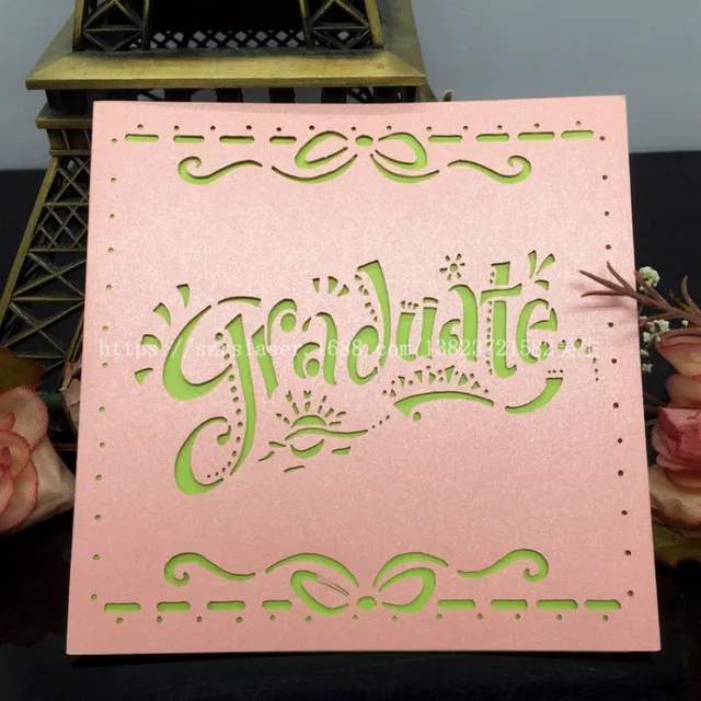 online shop fashion 50pcs laser cut hollow graduate postcards thank