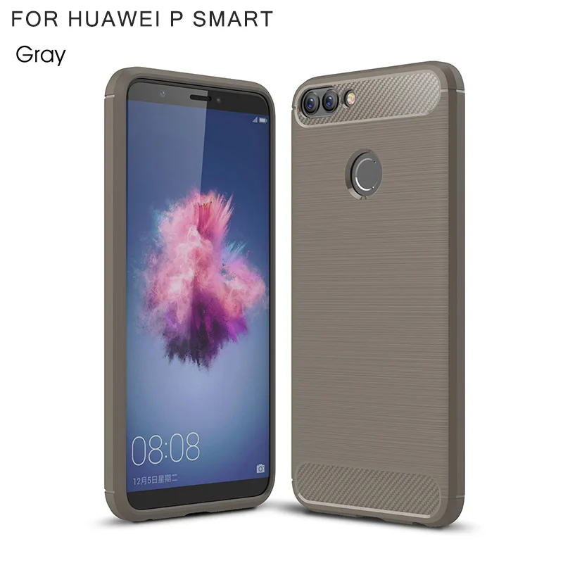 Carbon fiber brushed silicone case huawei p smart (15)